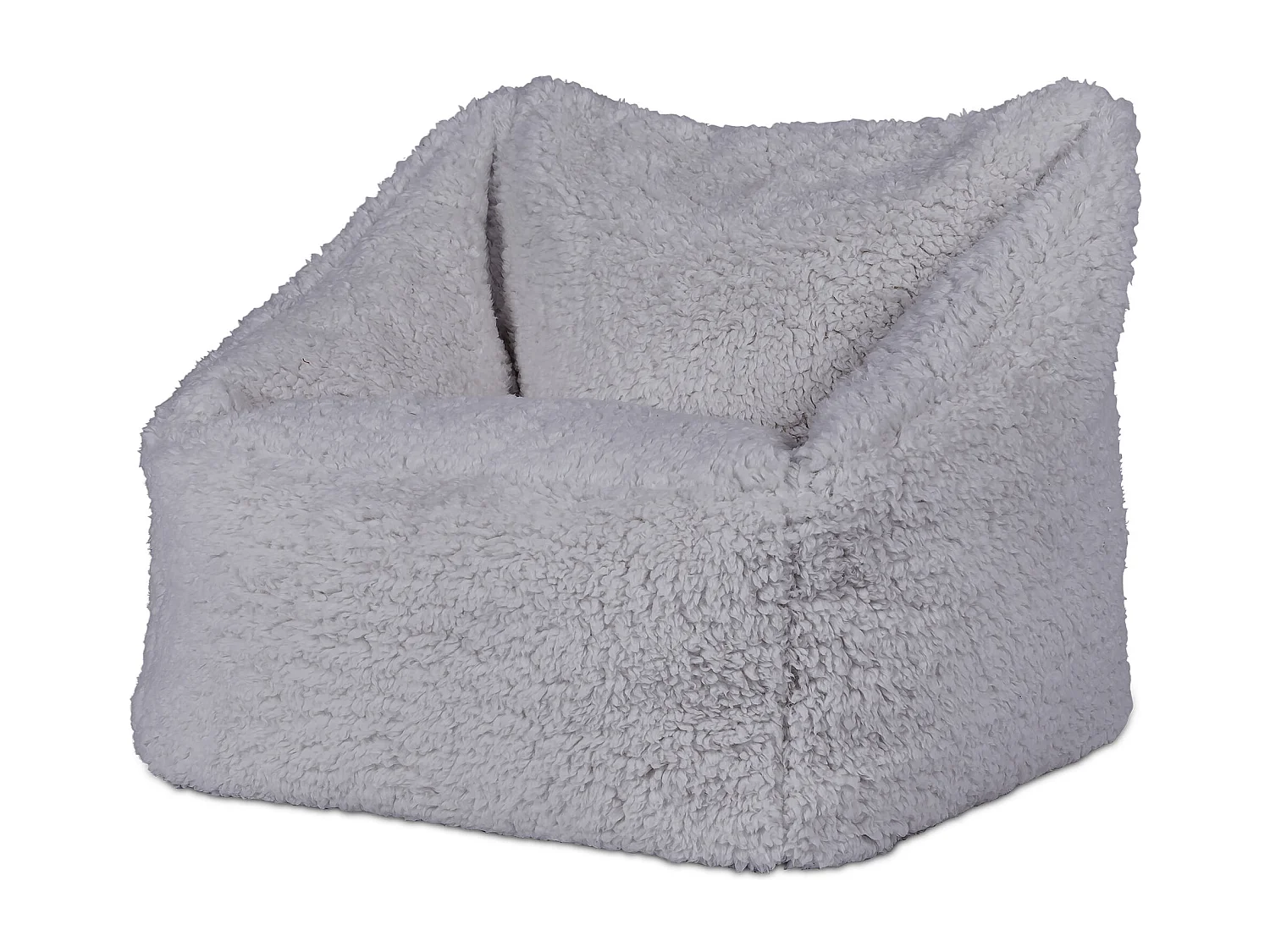 Pouf fauteuil enfant en polaire sherpa gris clair