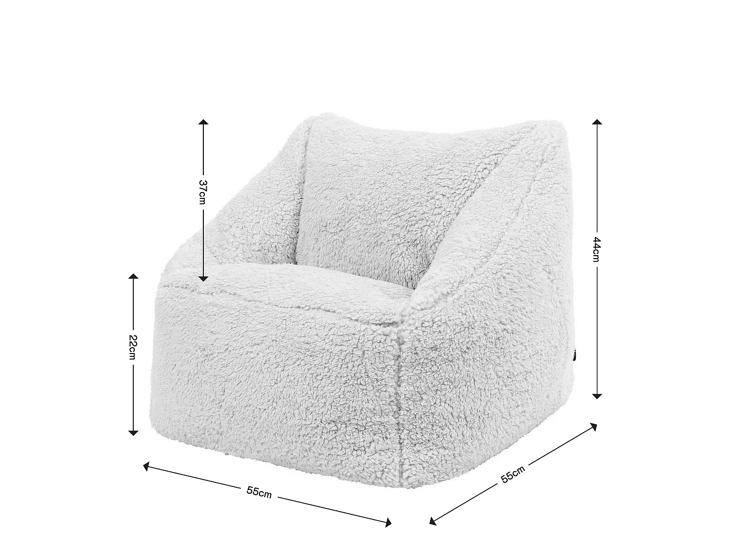 Pouf fauteuil enfant en polaire sherpa gris clair