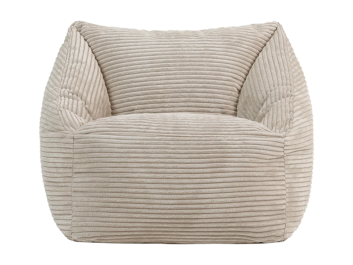 Pouf fauteuil enfant velours côtelé beige galet - MORGAN