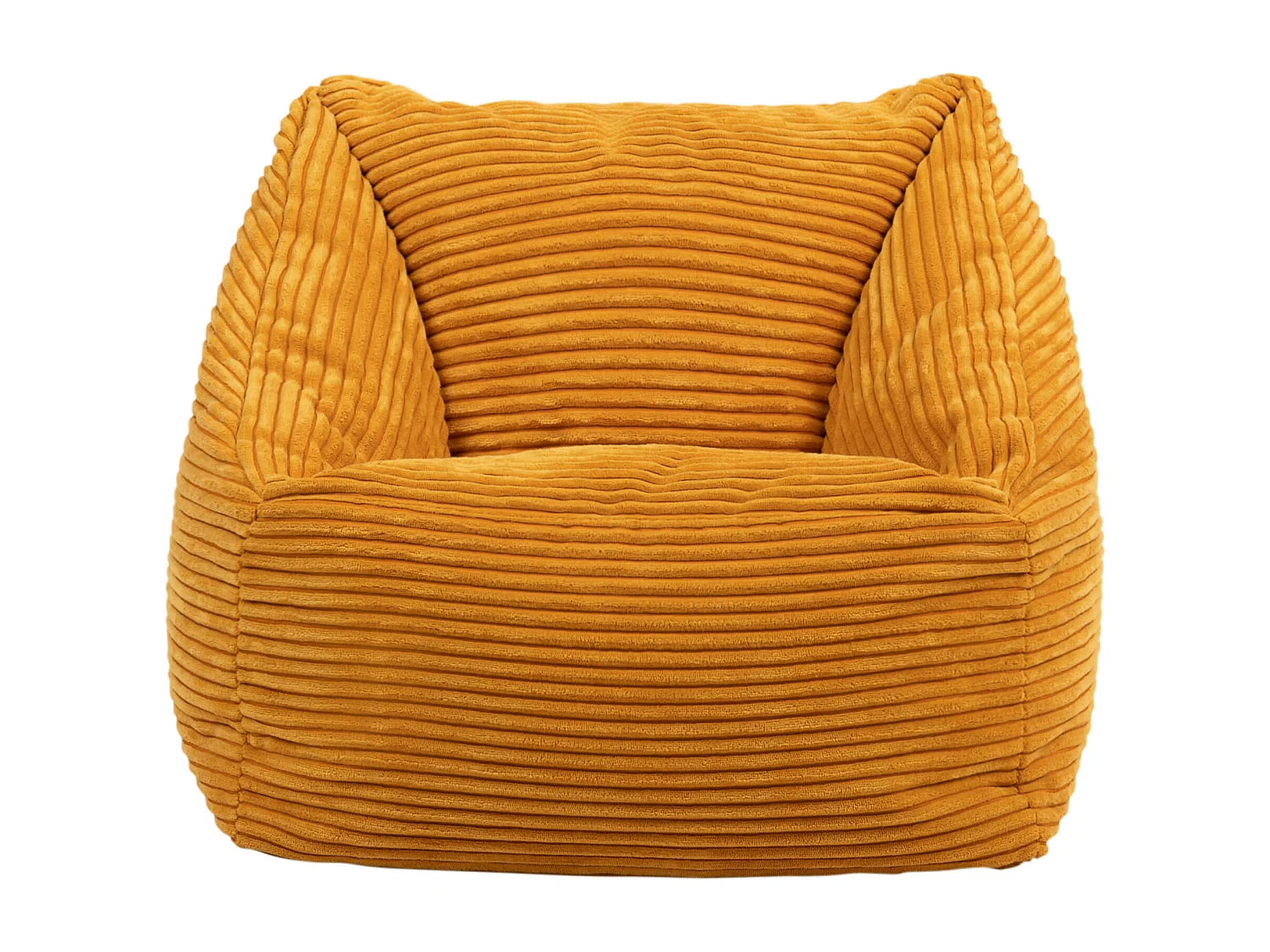 Pouf fauteuil enfant velours côtelé jaune ocre - MORGAN
