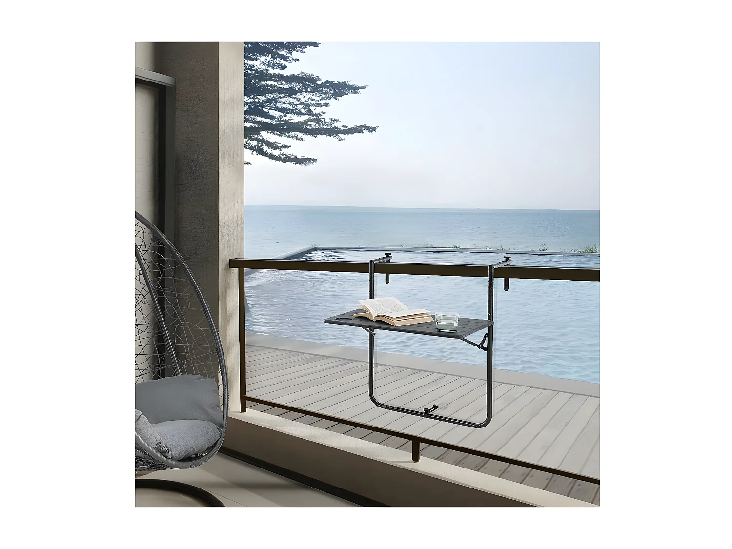 Table de balcon suspendu pliable  - 60 x 56 x 83.5cm