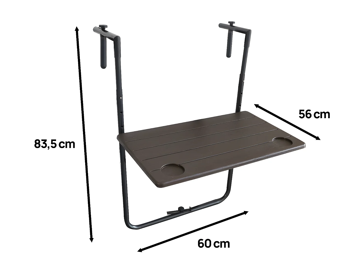 Table de balcon suspendu pliable  - 60 x 56 x 83.5cm