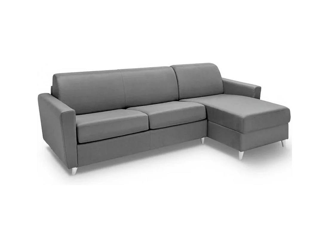 Canapé d'angle réversible  VIRGOLA convertible EXPRESS 140 cm matelas 16 cm tissu tweed luna gris silex
