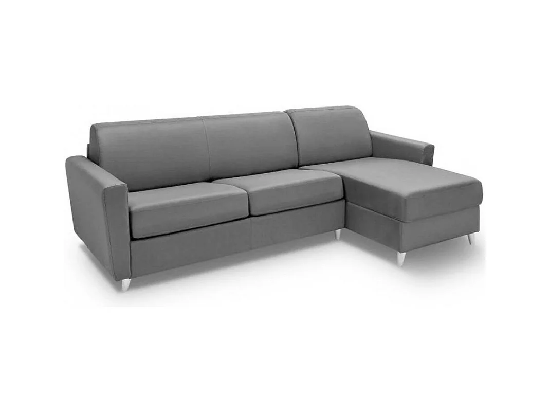 Canapé d'angle réversible  VIRGOLA convertible EXPRESS 140 cm sommier lattes matelas 16 cm tissu tweed luna gris silex