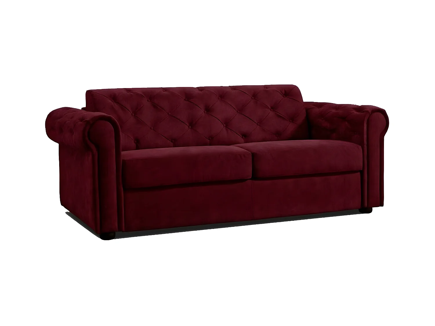 Canapé CHESTERFIELD convertible EXPRESS 140cm matelas 16cm polyurethane bordeaux