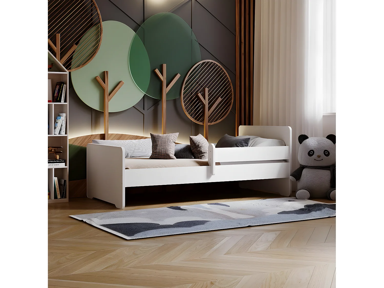 Lit enfant mixte garçons et filles Aksil avec sommier et matelas - 140 cm x 70 cm