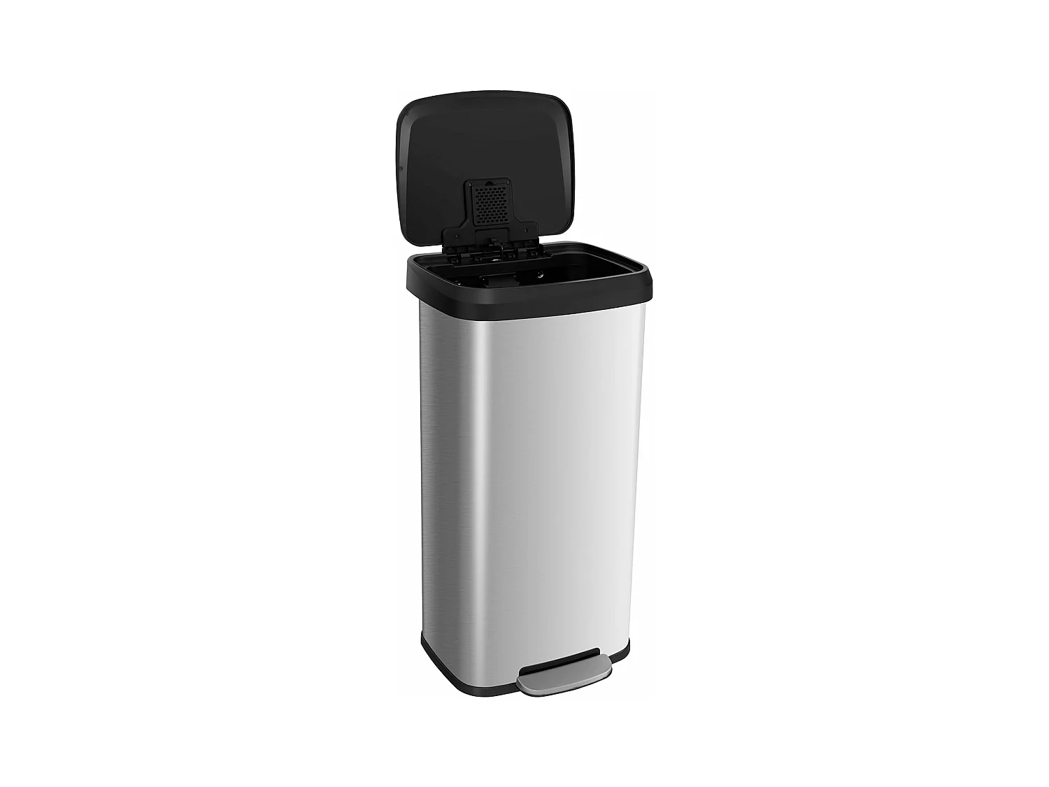 Poubelle Cuisine 68 Litres en Acier Métal, Poubelle Rectangulaire Pédale Amortisseur, Casier pour Désodorisant, Couvercle Fermeture Douce, Anti-Empreintes, pour Bureau, Salle de Bain