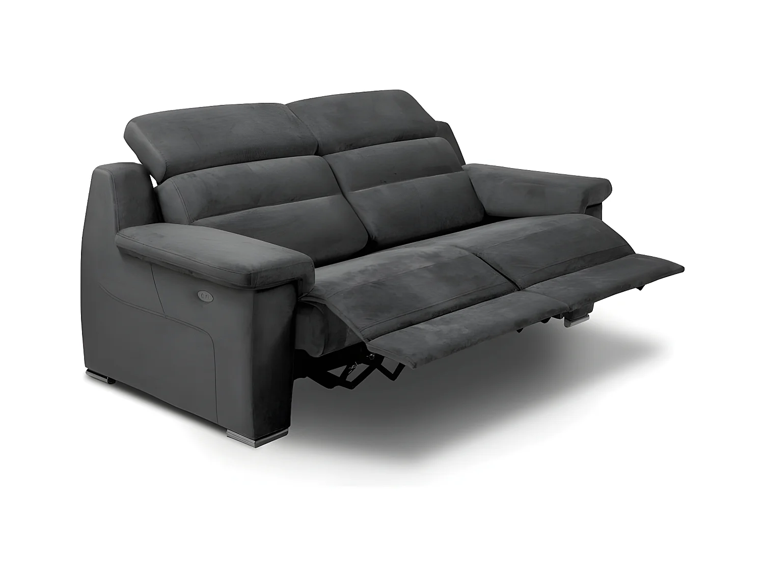 Canapé 3 places relax électrique RELAXO avec système zéro wall microfibre antara plus gris graphite