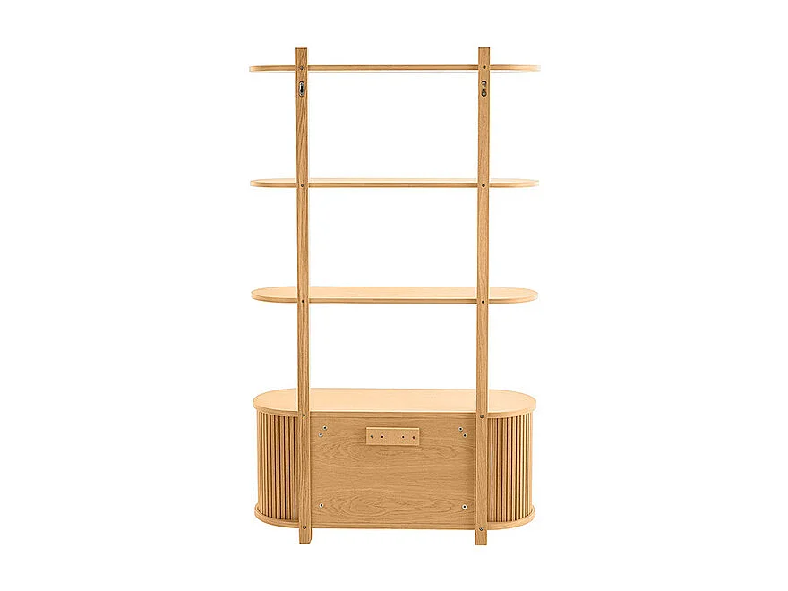 Bibliothèque murale en bois clair chêne avec rangement 2 portes coulissantes L90 cm EPIC