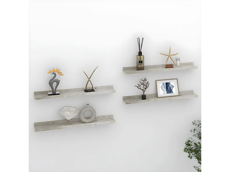 Étagères murales 4 pcs Gris béton 60x9x3