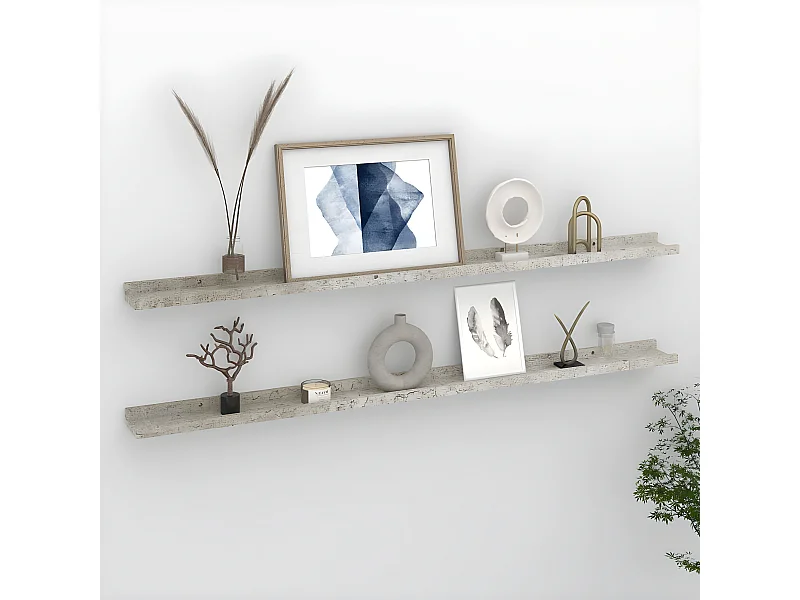 Étagères murales 2 pcs Gris béton 115x9x3