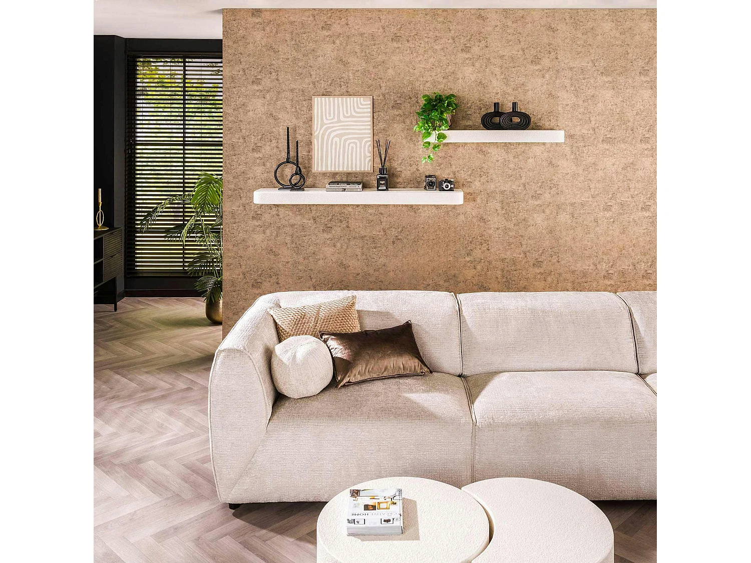 Etagère murale blanche en marbre composite 150 cm TAJ