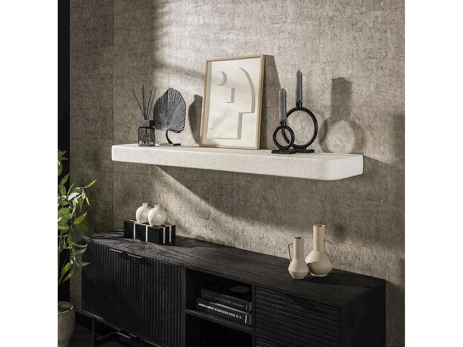 Etagère murale blanche en marbre composite 150 cm TAJ