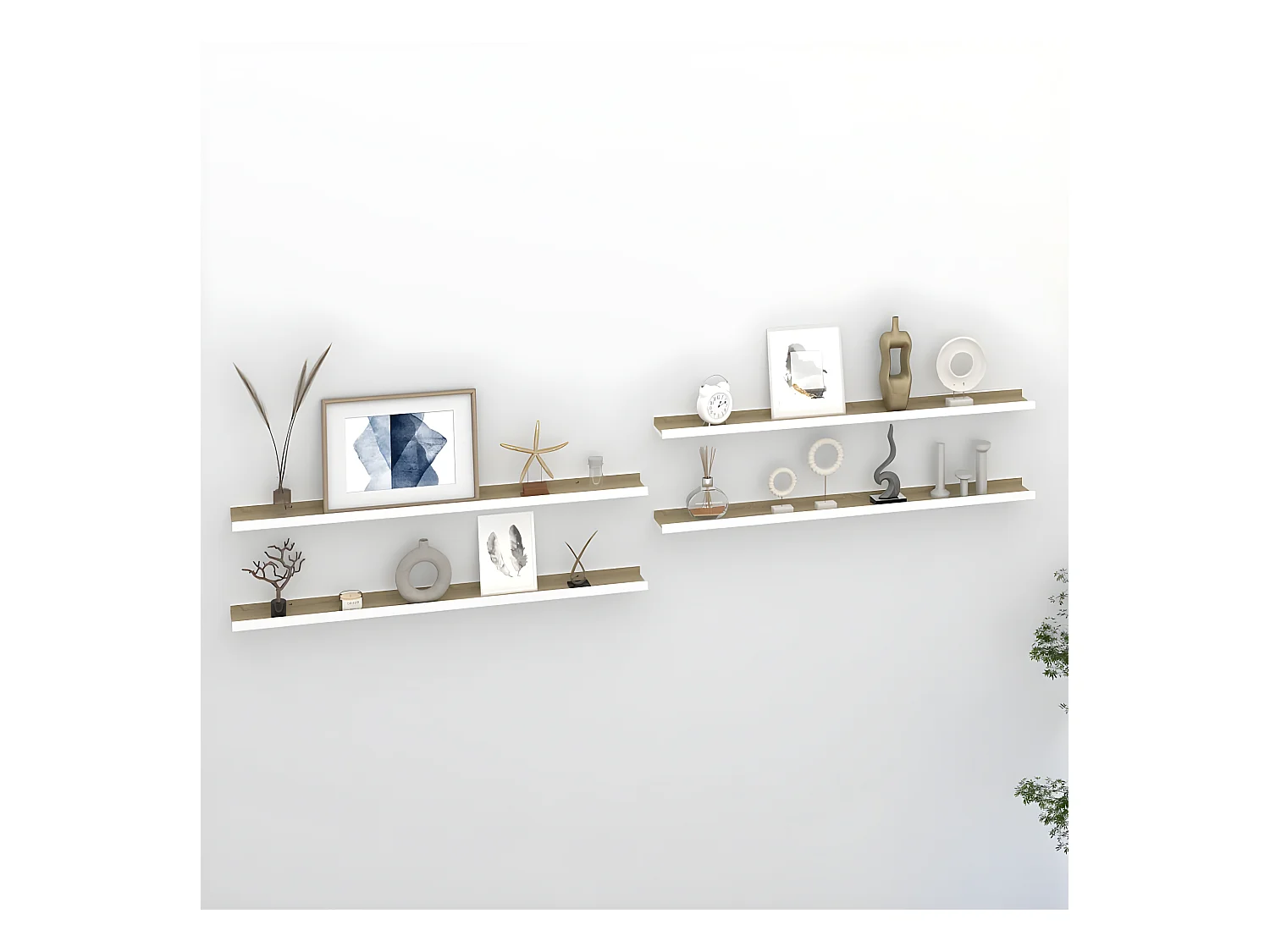 Étagères murales 4 pcs Blanc et chêne Sonoma 100x9x3