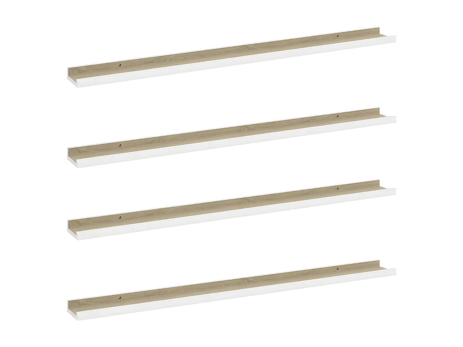Étagères murales 4 pcs Blanc et chêne Sonoma 100x9x3