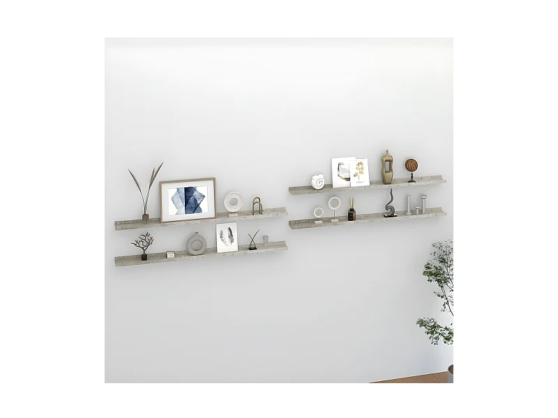Étagères murales 4 pcs Gris béton 115x9x3