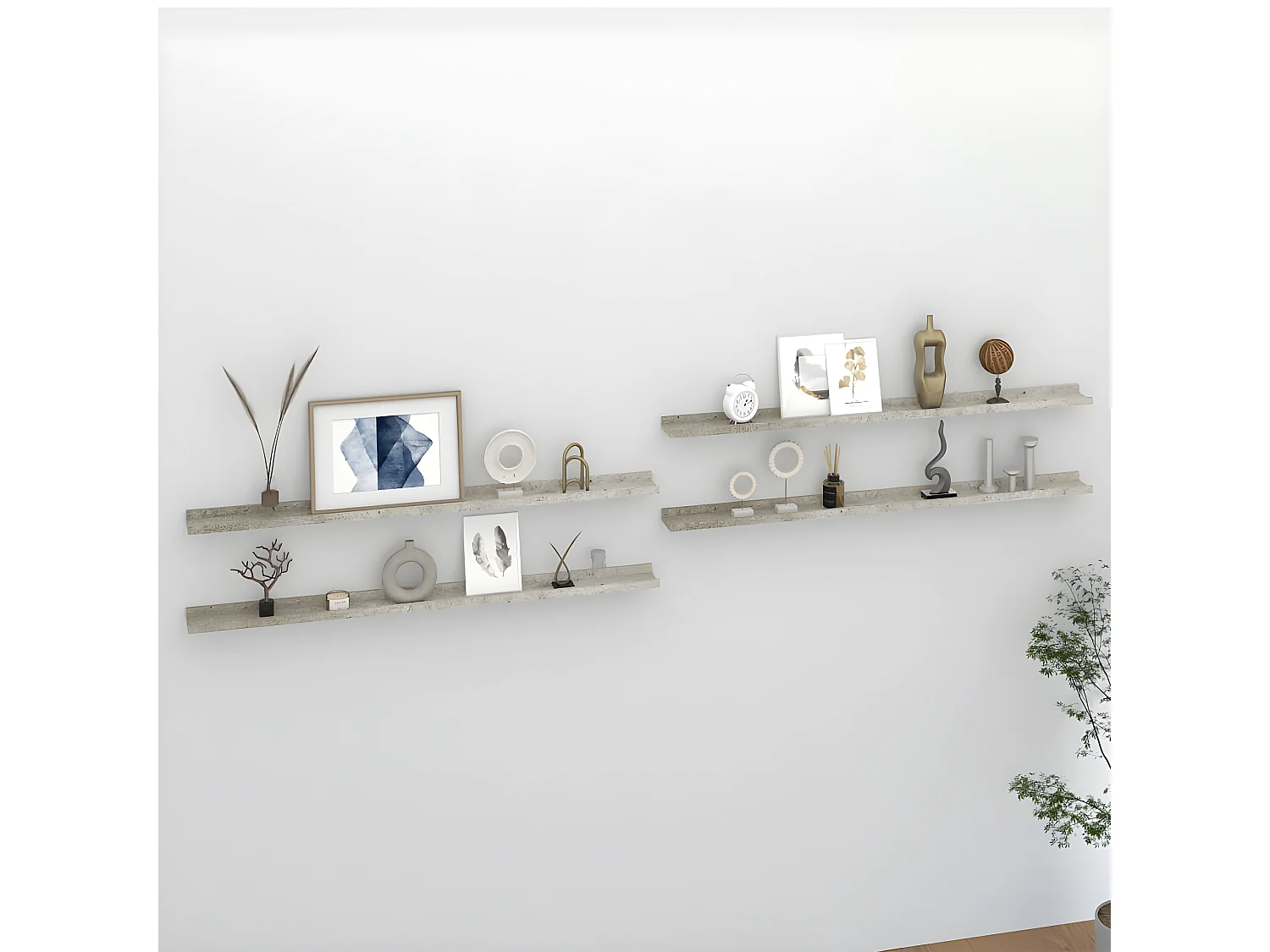 Étagères murales 4 pcs Gris béton 115x9x3