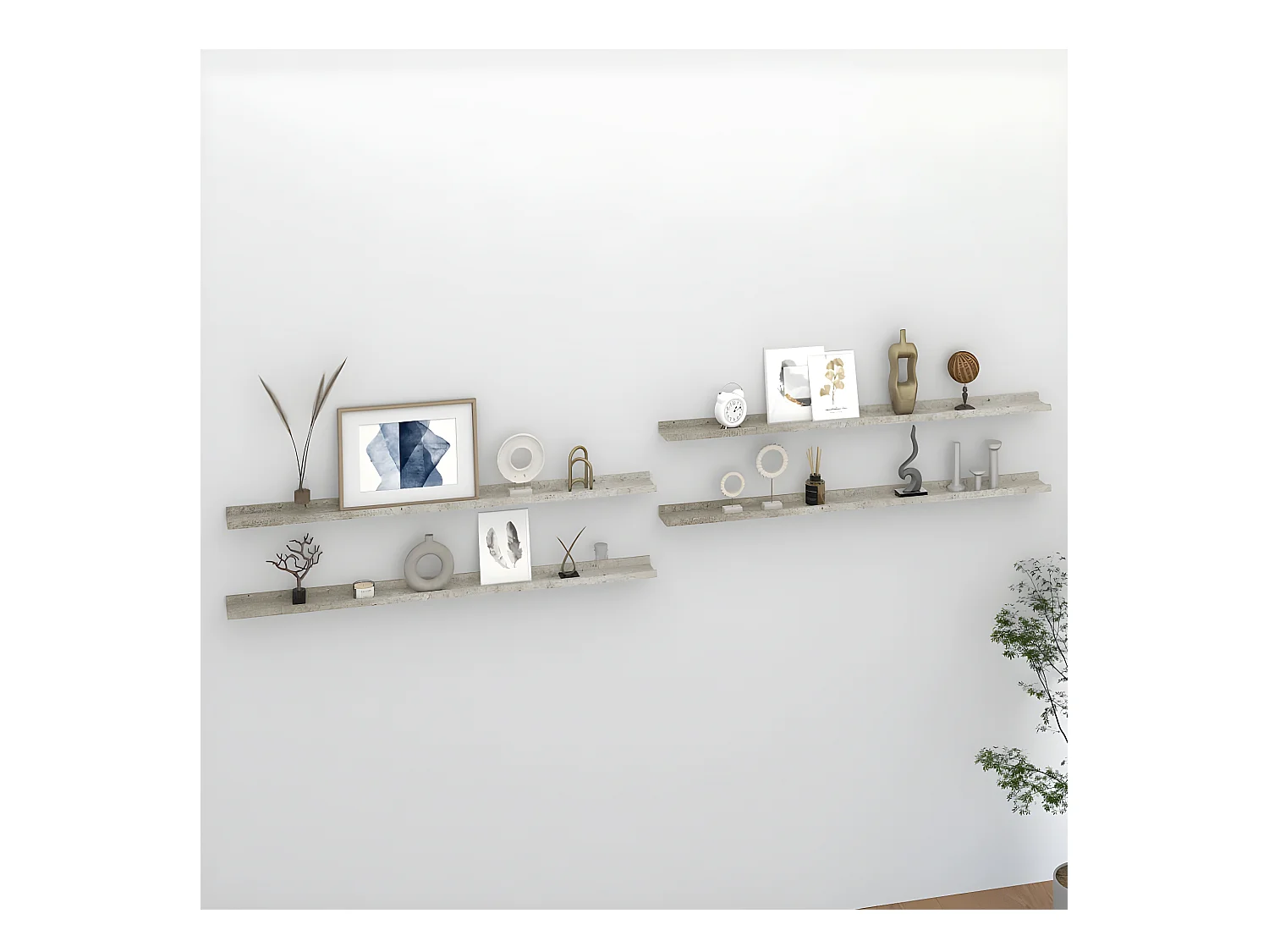 Étagères murales 4 pcs Gris béton 115x9x3