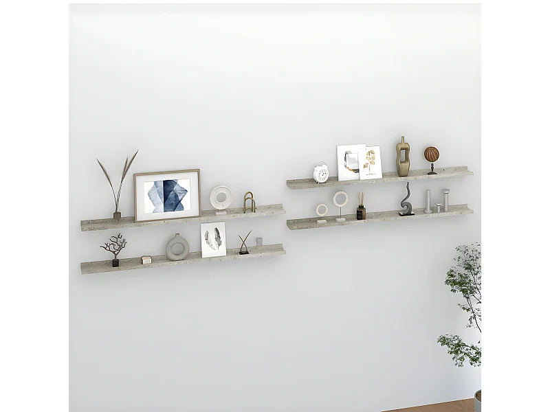 Étagères murales 4 pcs Gris béton 115x9x3