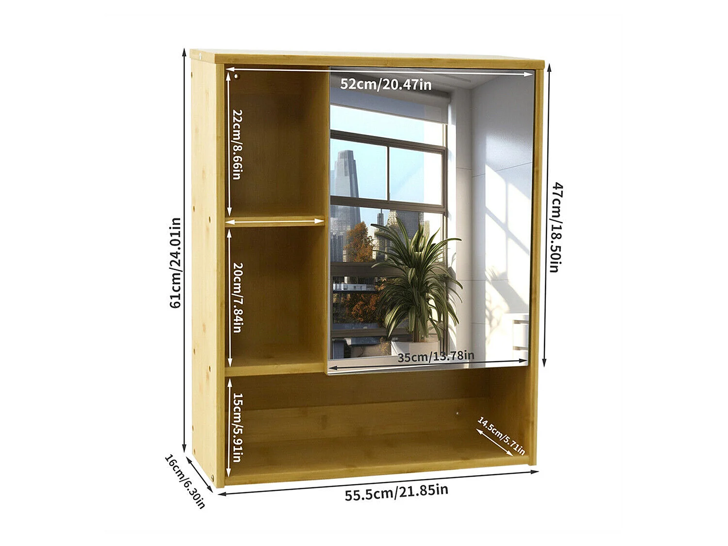 Szafka ścienna łazienkowa z lustrami - szafka łazienkowa 1 drzwiowa wys. 61 cm