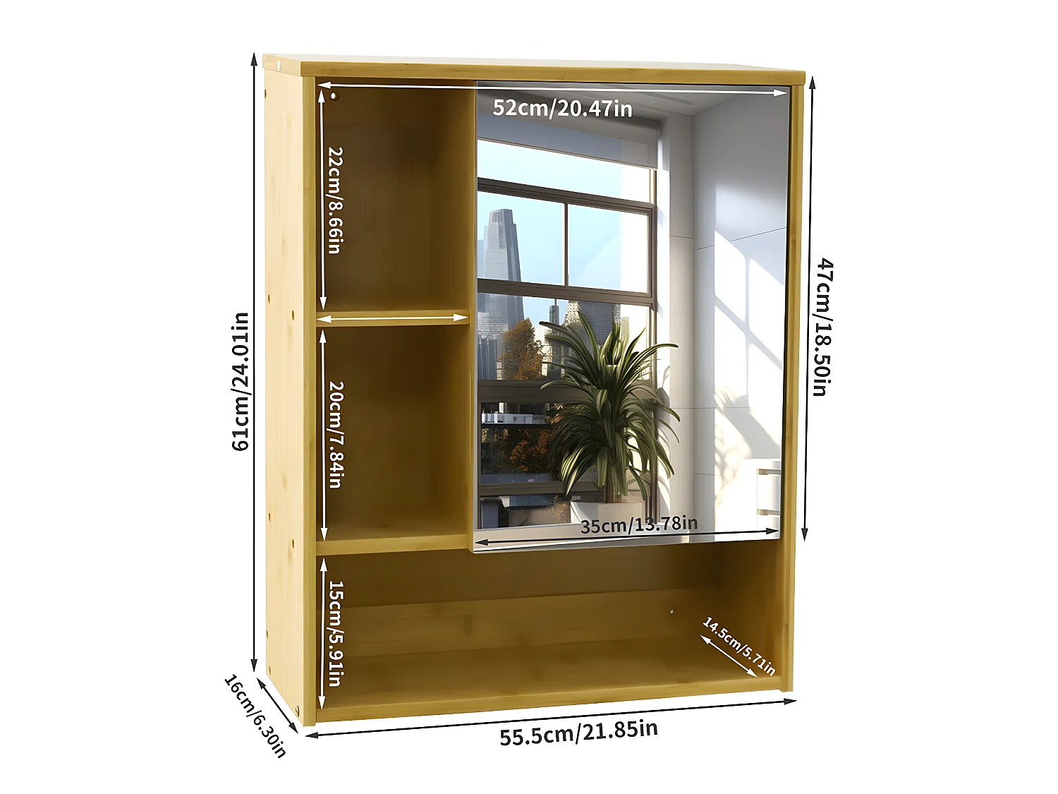 Szafka ścienna łazienkowa z lustrami - szafka łazienkowa 1 drzwiowa wys. 61 cm