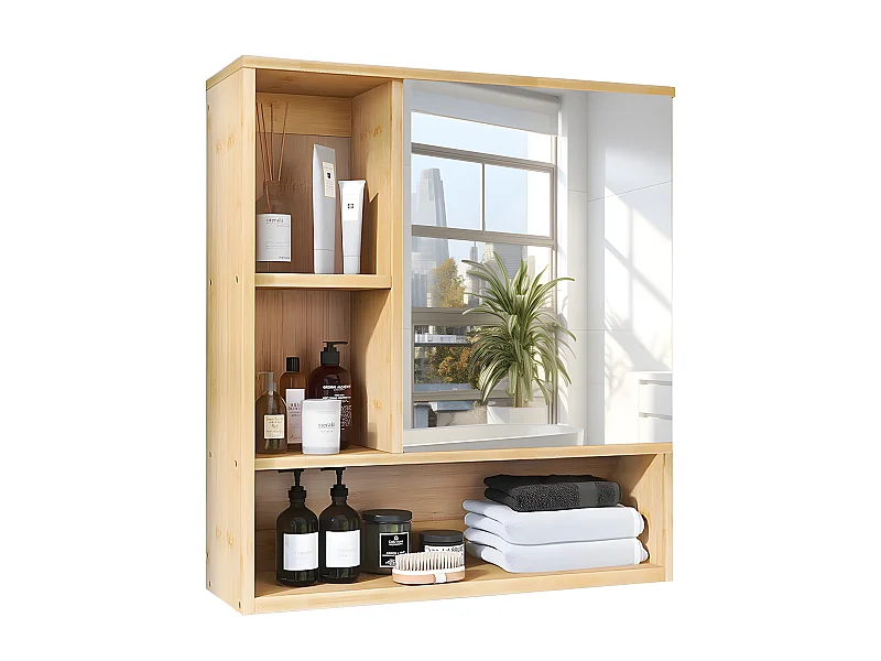 Armoire murale de salle de bain avec miroirs - Armoire de toilette 1 Porte H61cm