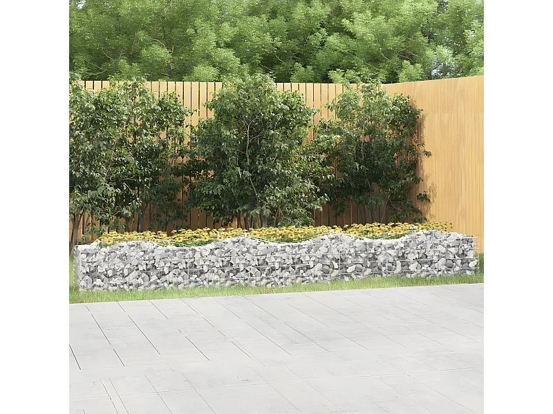 Lit surélevé à gabions arqué 400x50x50 cm Fer galvanisé