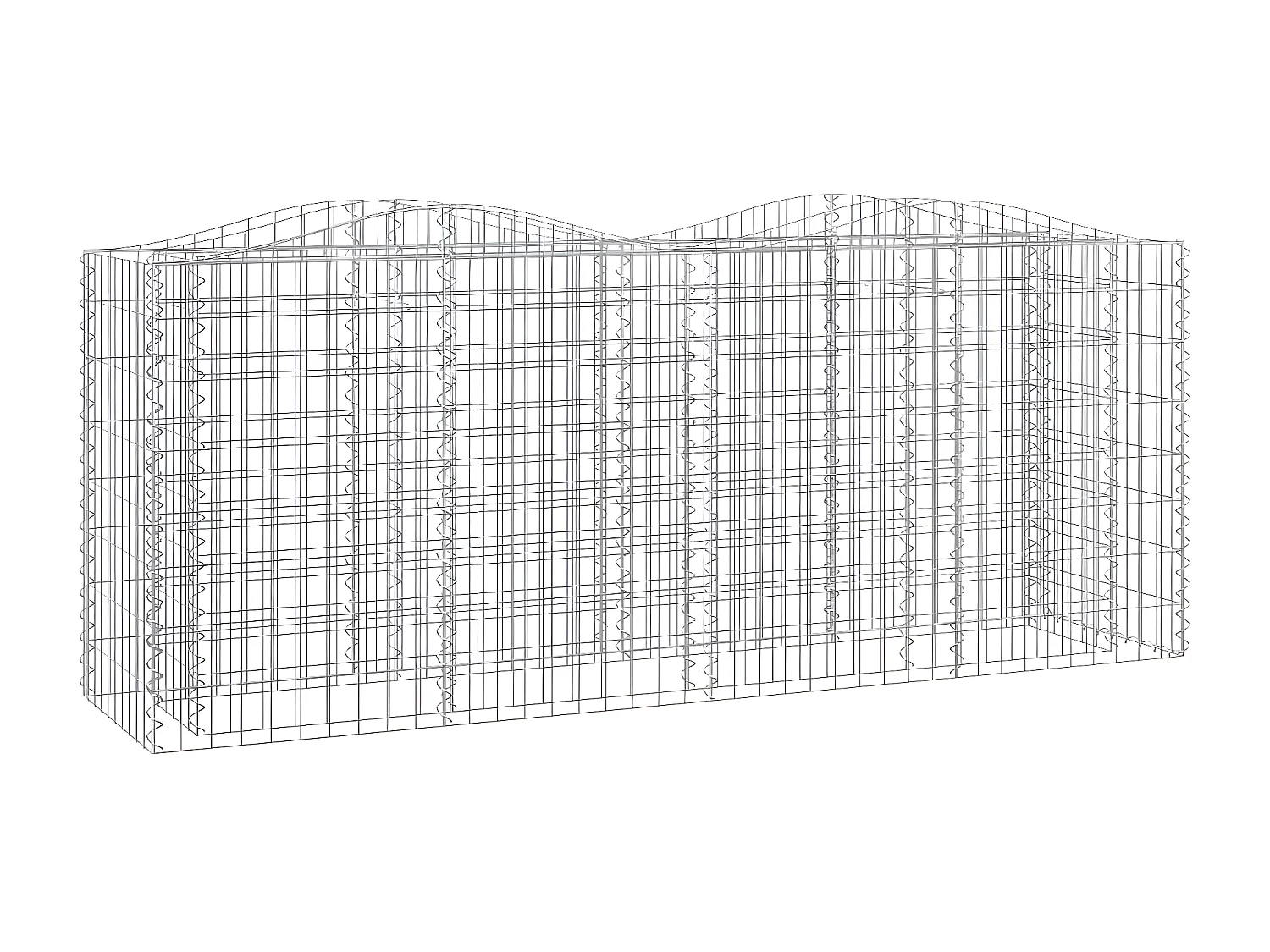 Lit surélevé à gabions arqué 200x50x100 cm Fer galvanisé