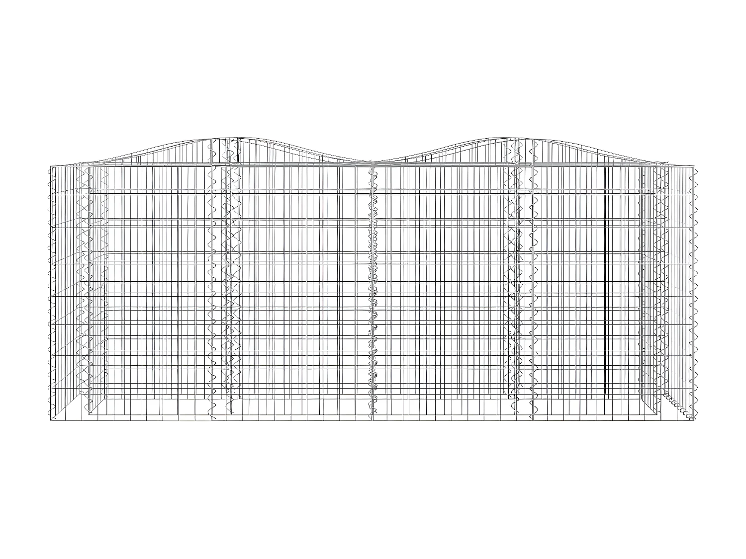 Lit surélevé à gabions arqué 200x50x100 cm Fer galvanisé