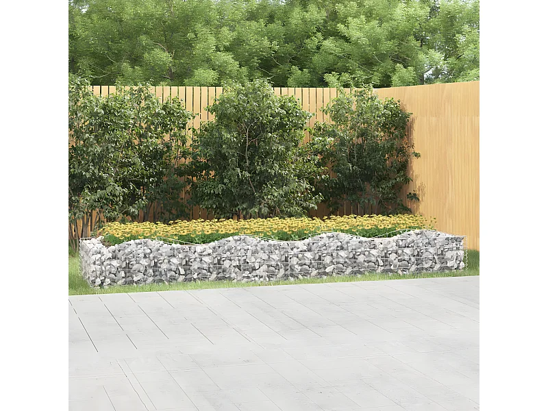 Arriate de gaviones forma arco hierro galvanizado 400x100x50 cm