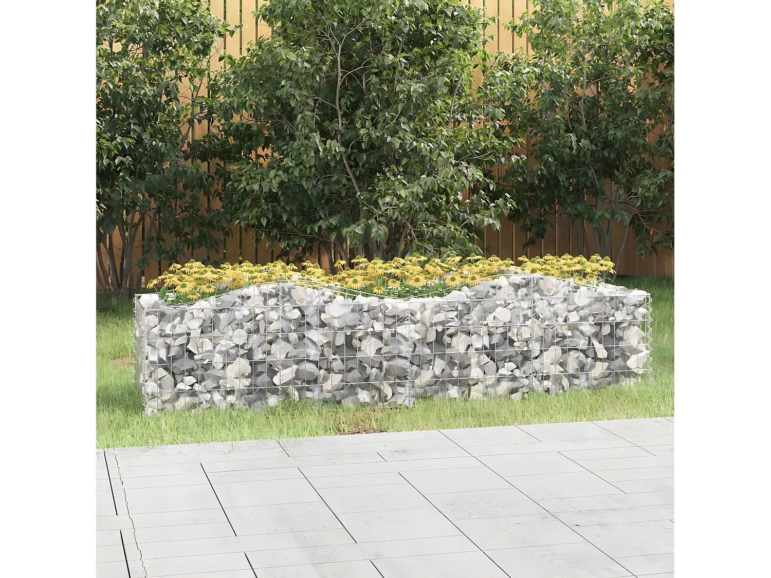 Arriate de gaviones forma arco hierro galvanizado 200x50x50 cm