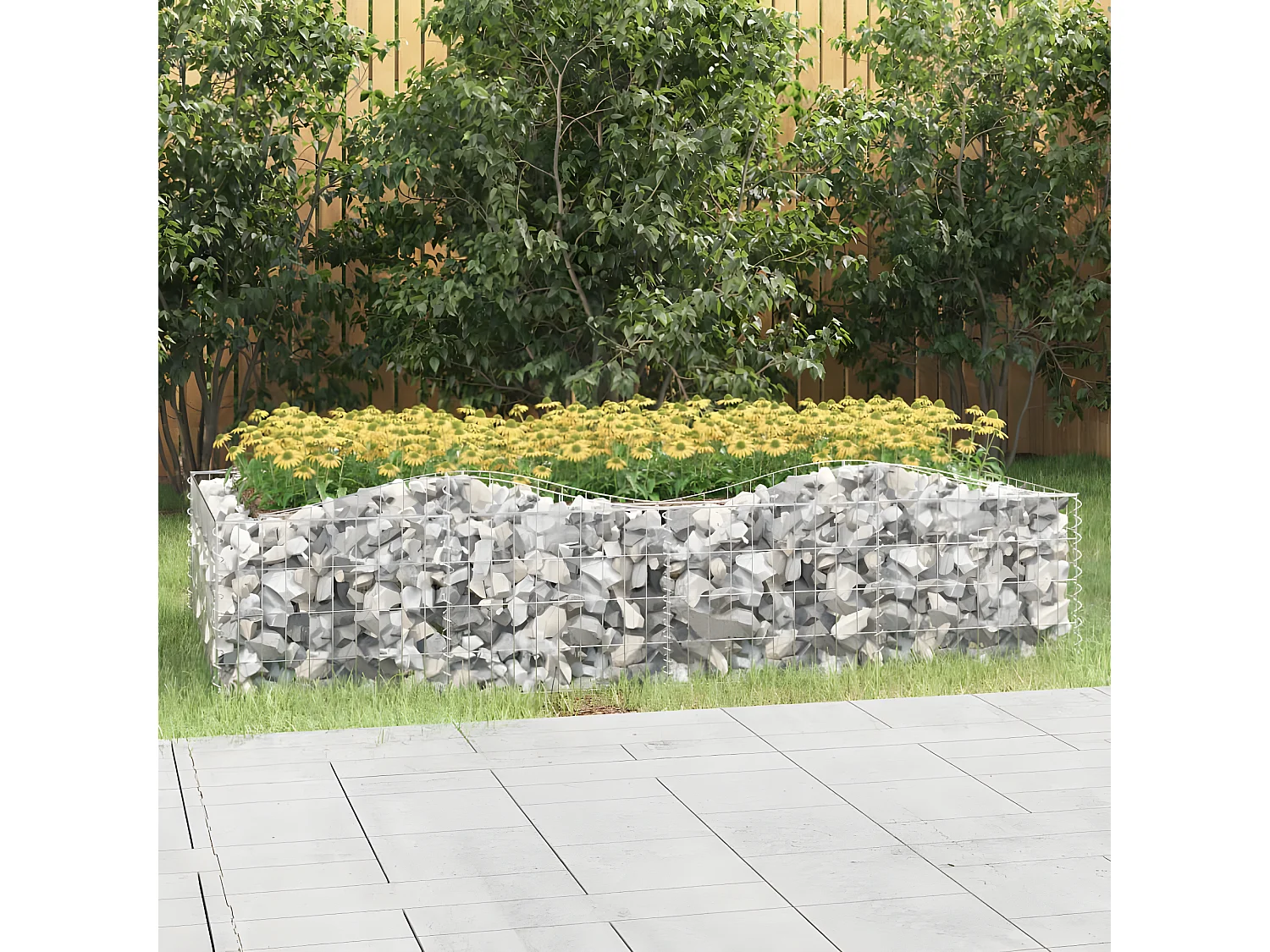 Canteiro elevado gabião arqueado 200x100x50cm ferro galvanizado