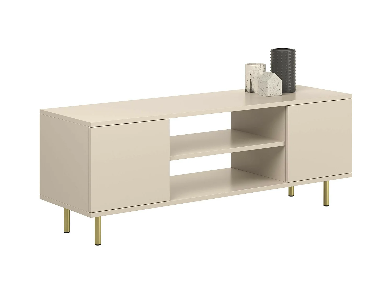 Meuble TV Alennas 155 cm blanc avec pieds dorés