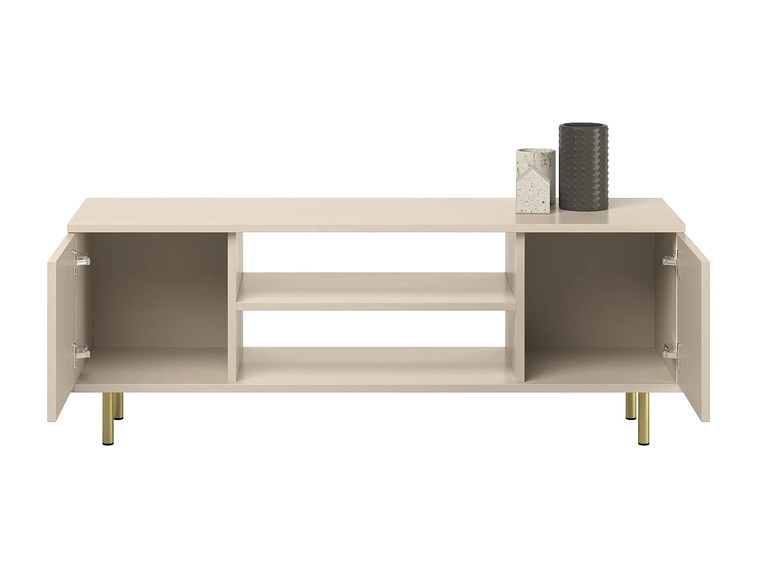 Meuble TV Alennas 155 cm blanc avec pieds dorés