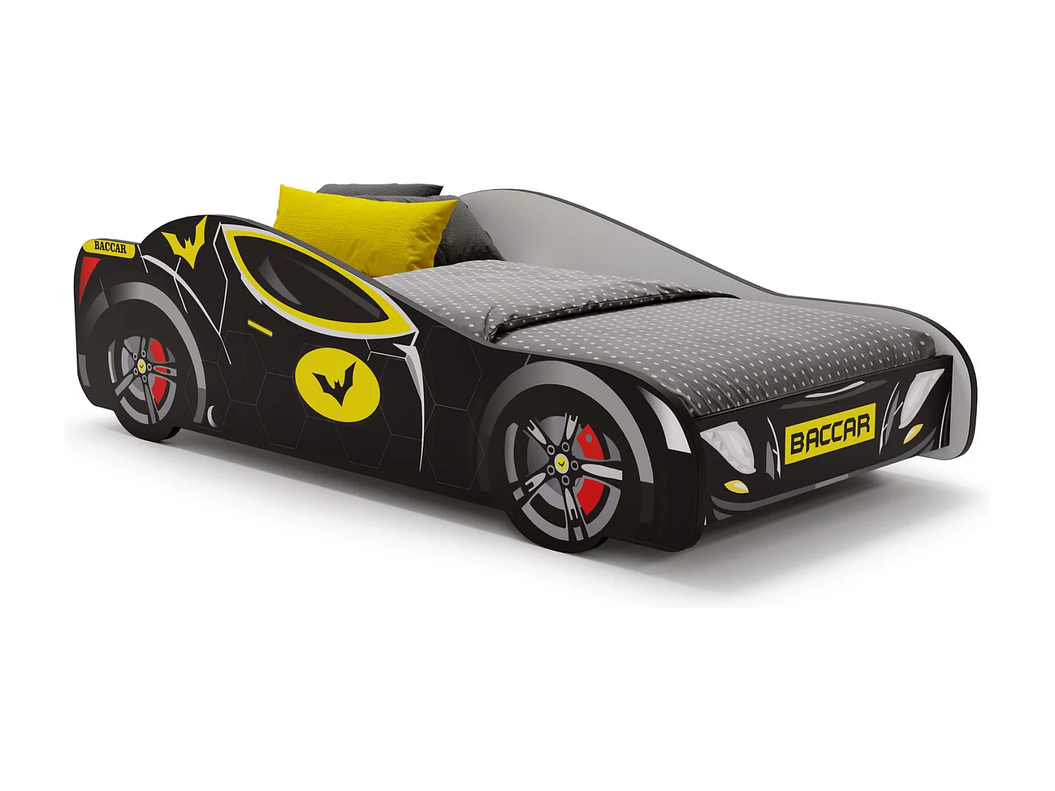 Lit enfant pour garçon Voiture Batman Noir – Design Batcar, Batmobile pour Petits Héros matelas et sommier inclus - 160 cm x 80 cm