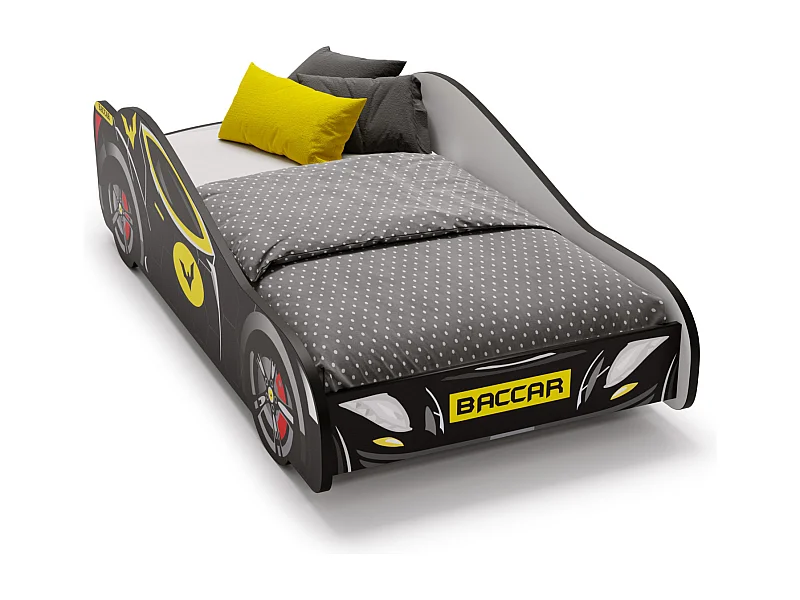 Lit enfant pour garçon Voiture Batman Noir – Design Batcar, Batmobile pour Petits Héros matelas et sommier inclus - 160 cm x 80 cm