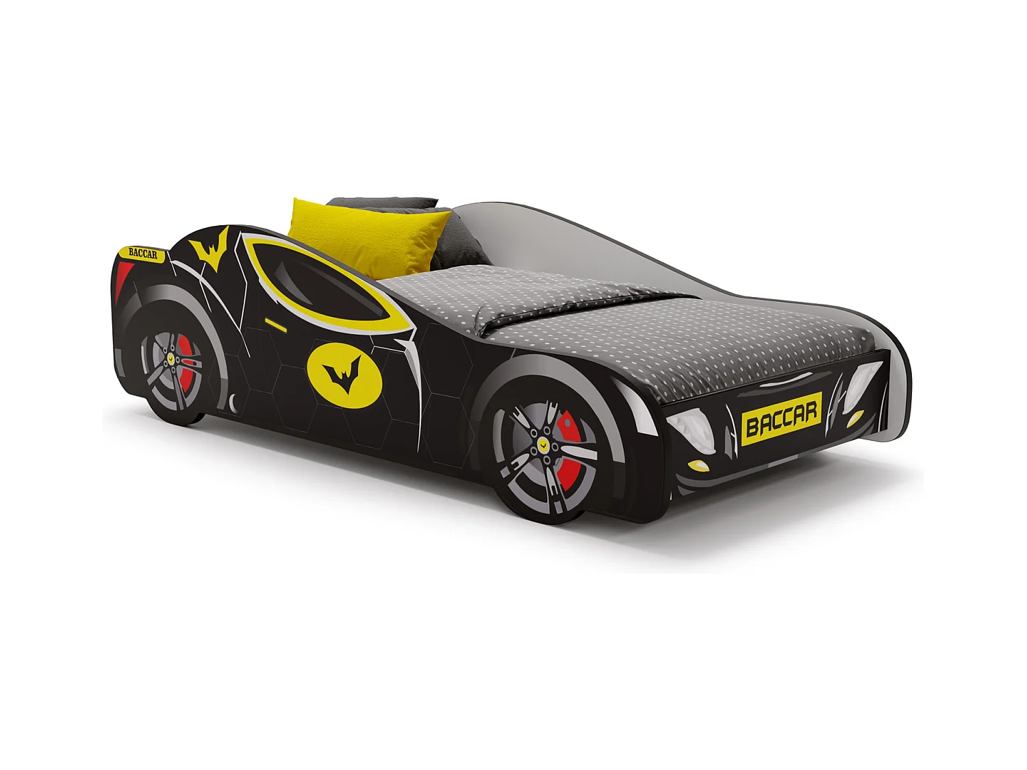Lit enfant pour garçon Voiture Batman Noir – Design Batcar, Batmobile pour Petits Héros matelas et sommier inclus - 140 cm x 70 cm