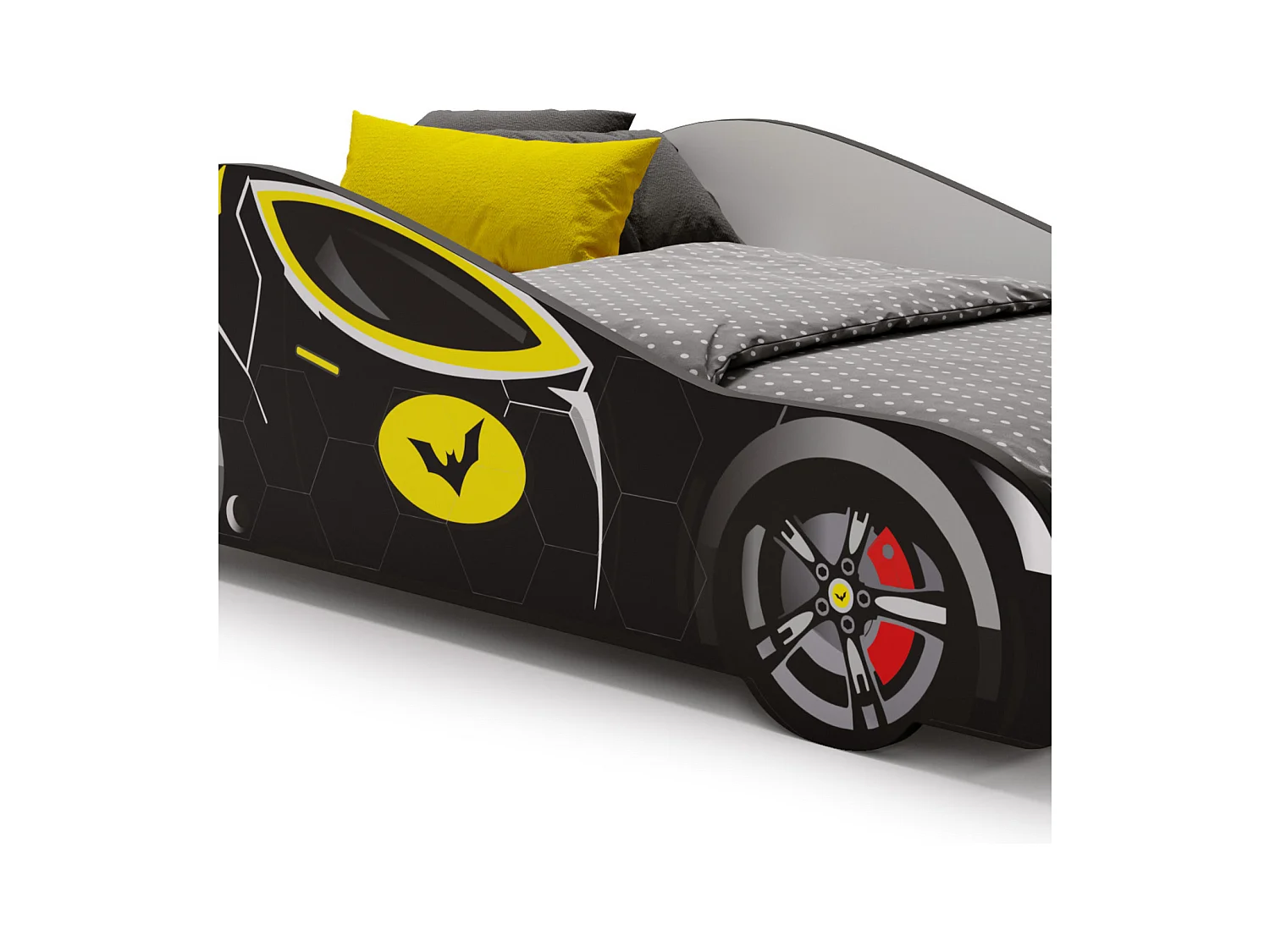 Lit enfant pour garçon Voiture Batman Noir – Design Batcar, Batmobile pour Petits Héros matelas et sommier inclus - 140 cm x 70 cm