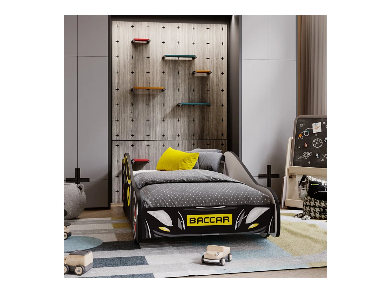 Lit enfant pour garçon Voiture Batman Noir – Design Batcar, Batmobile pour Petits Héros matelas et sommier inclus - 140 cm x 70 cm