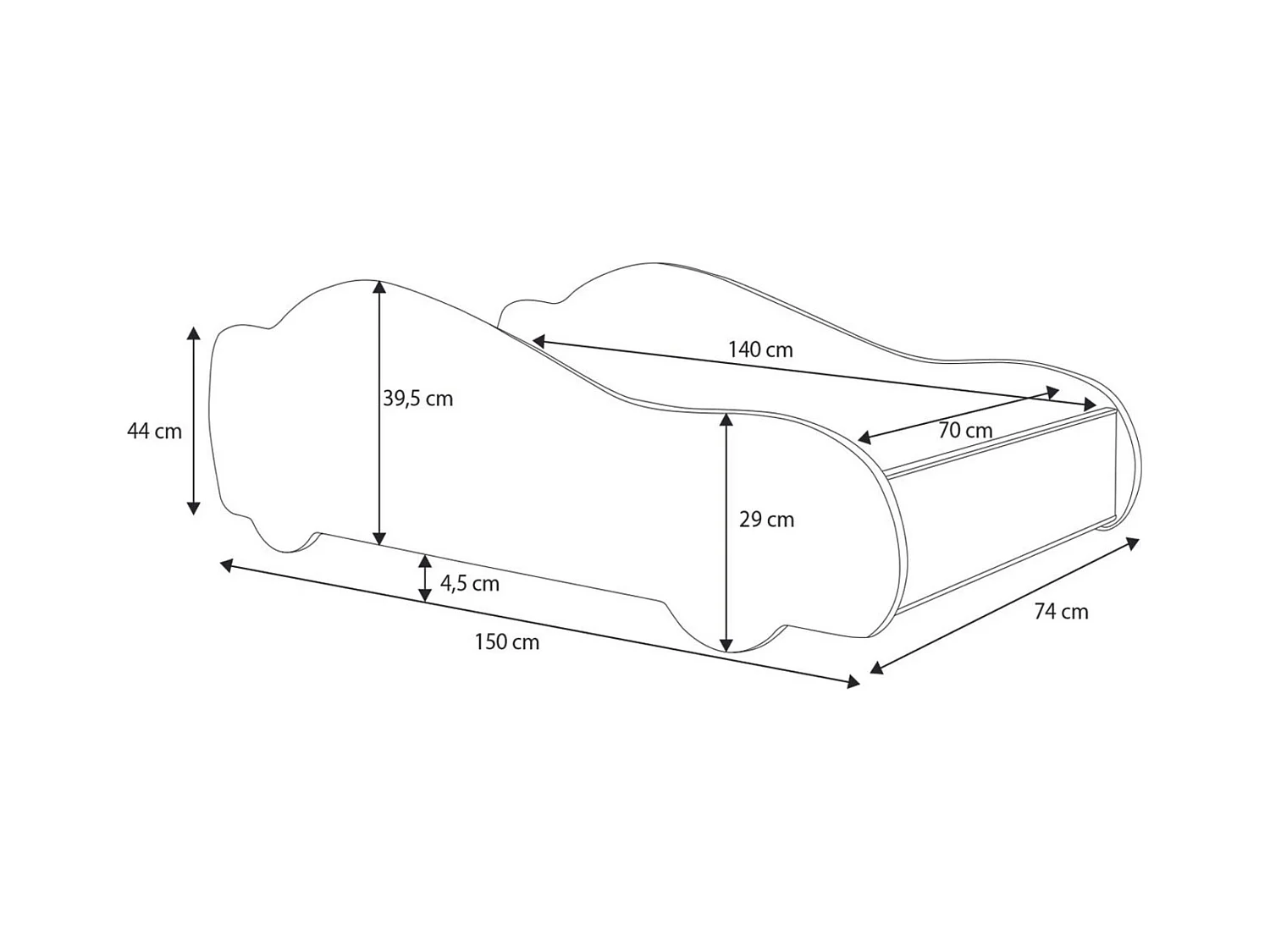 Lit enfant pour garçon Voiture Batman Noir – Design Batcar, Batmobile pour Petits Héros matelas et sommier inclus - 140 cm x 70 cm