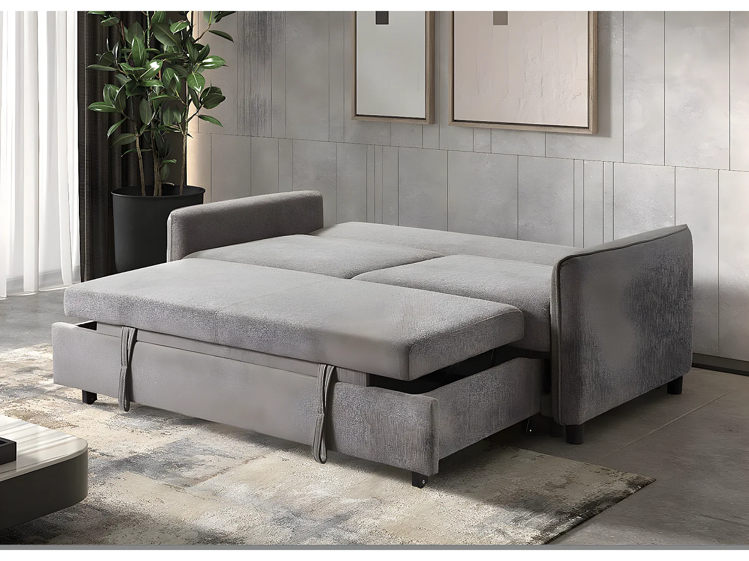 Canapé convertible en tissu 3 places Totonto-Couleur Gris foncé