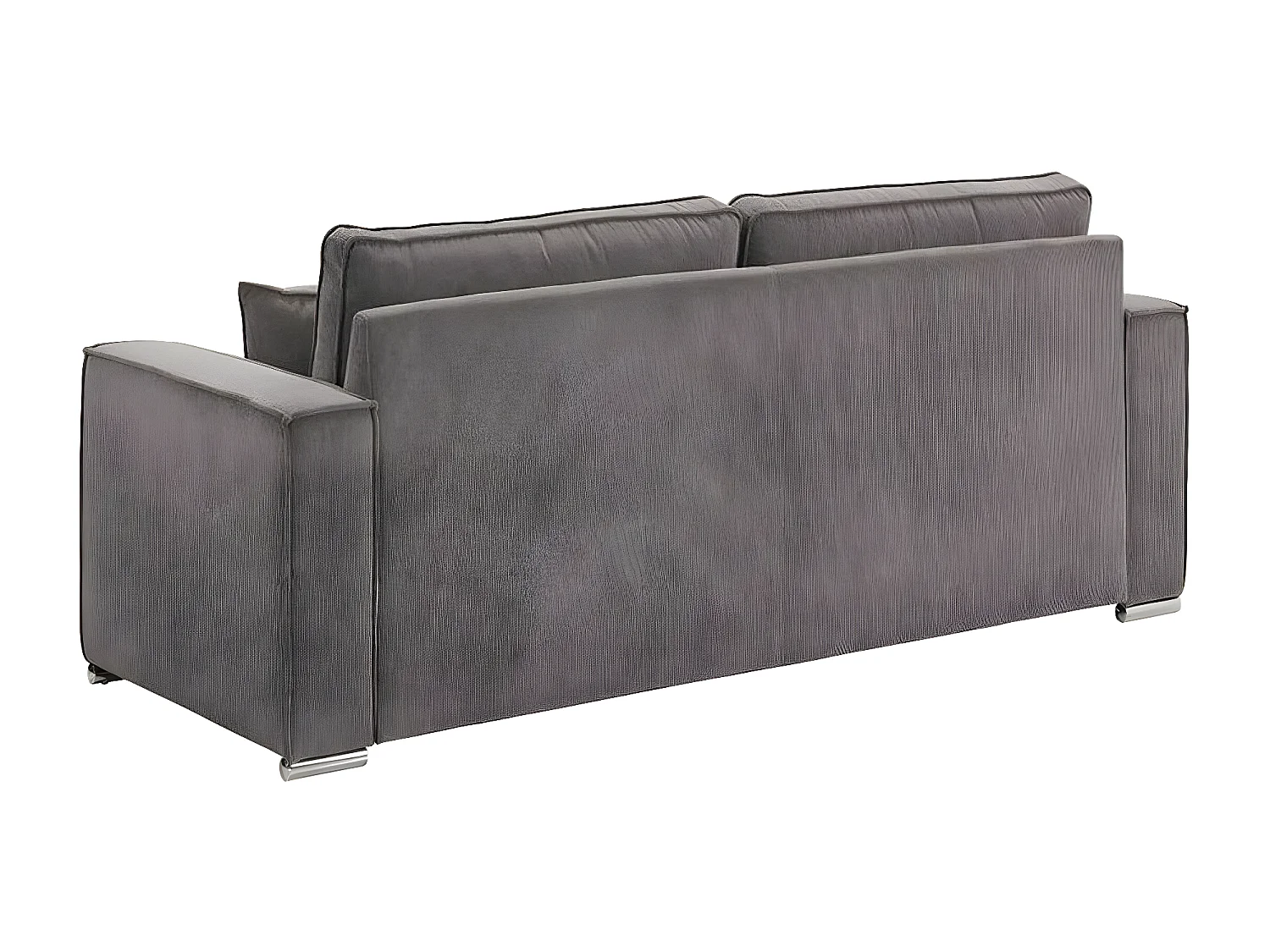 Canapé fixe velours côtelé avec 2 Coussins Kleman-Couleur Gris foncé-4 places