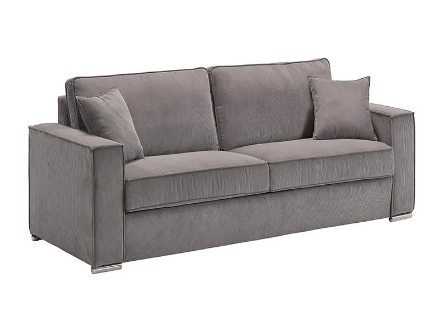 Vaste corduroy bank met 2 Kleman kussens-Kleur Donkergrijs-Aantal plaatsen) 1 zits fauteuil