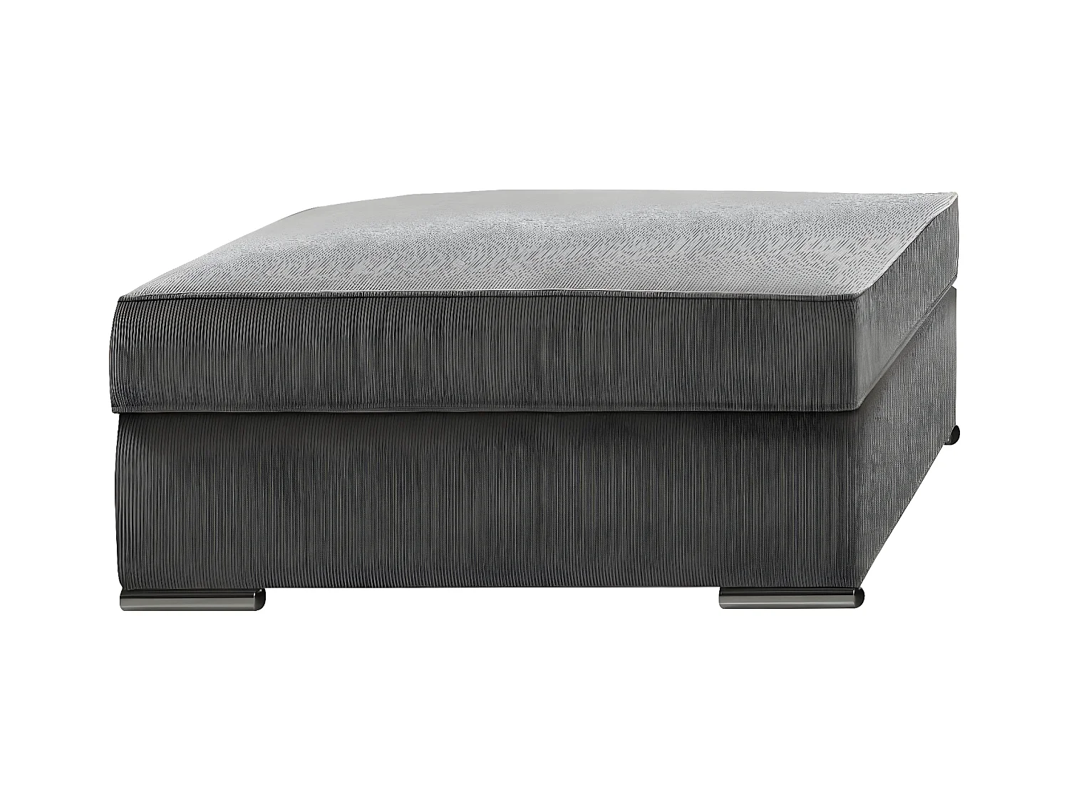Canapé fixe velours côtelé avec 2 Coussins Kleman-Couleur Gris foncé-1 place pouf