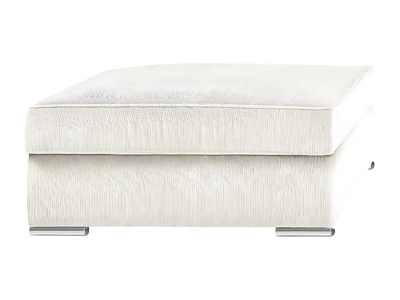 Canapé fixe velours côtelé avec 2 Coussins Kleman-Couleur Blanc-1 place pouf