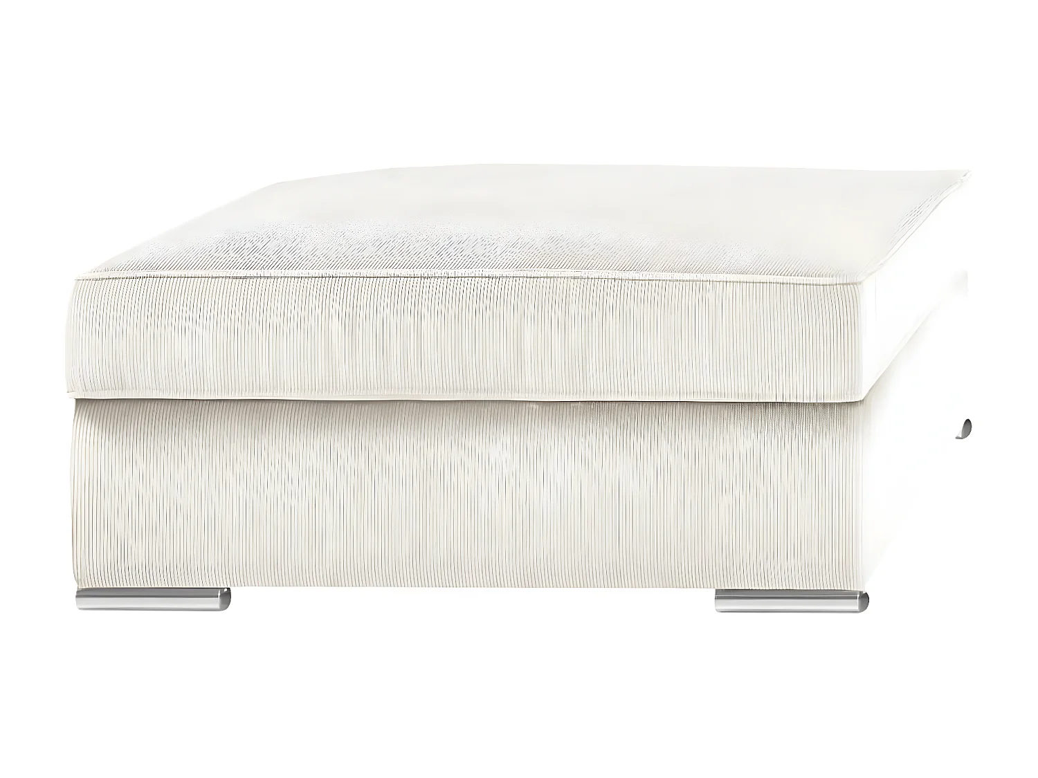 Canapé fixe velours côtelé avec 2 Coussins Kleman-Couleur Blanc-1 place pouf