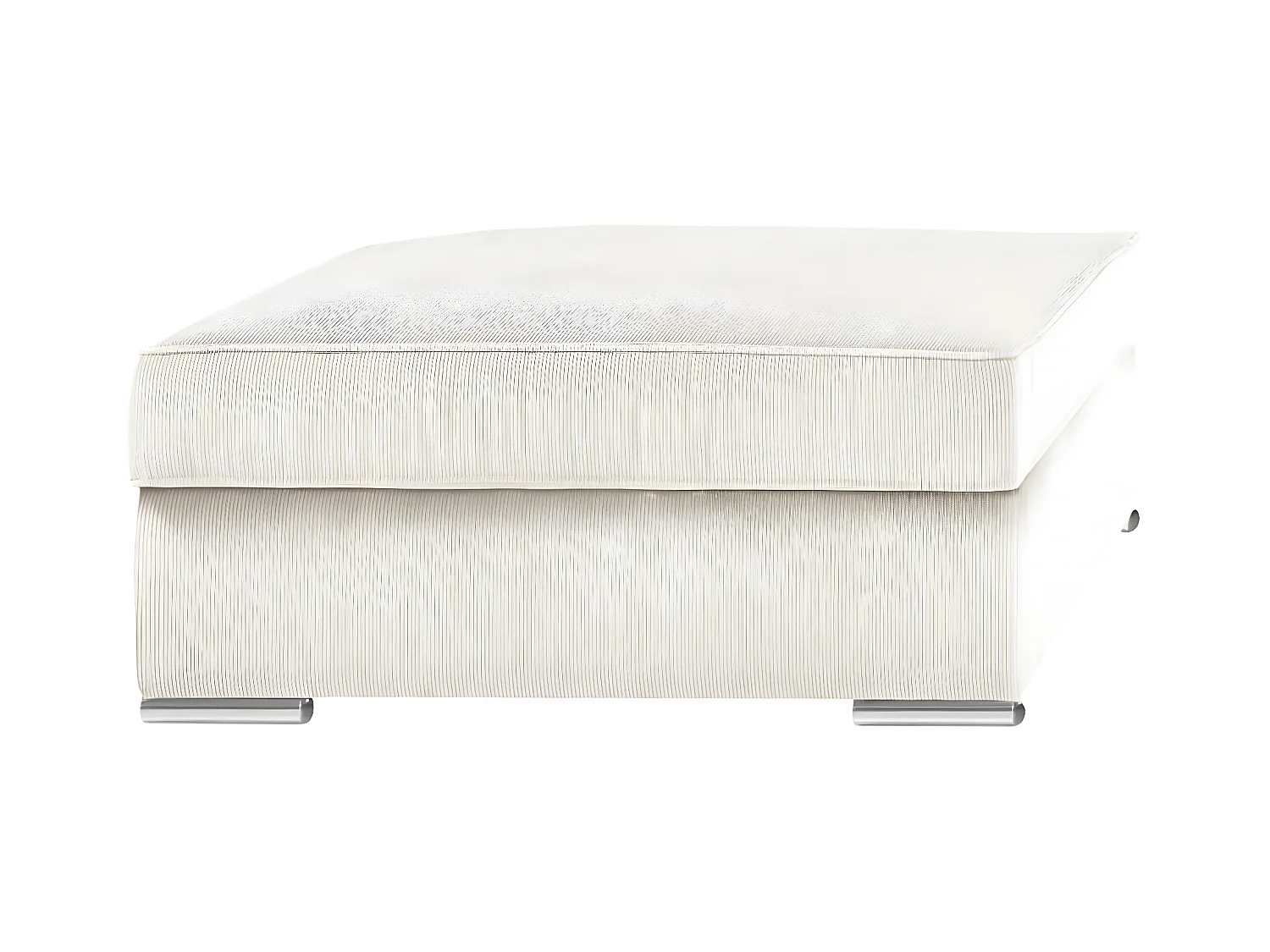 Canapé fixe velours côtelé avec 2 Coussins Kleman-Couleur Blanc-1 place pouf