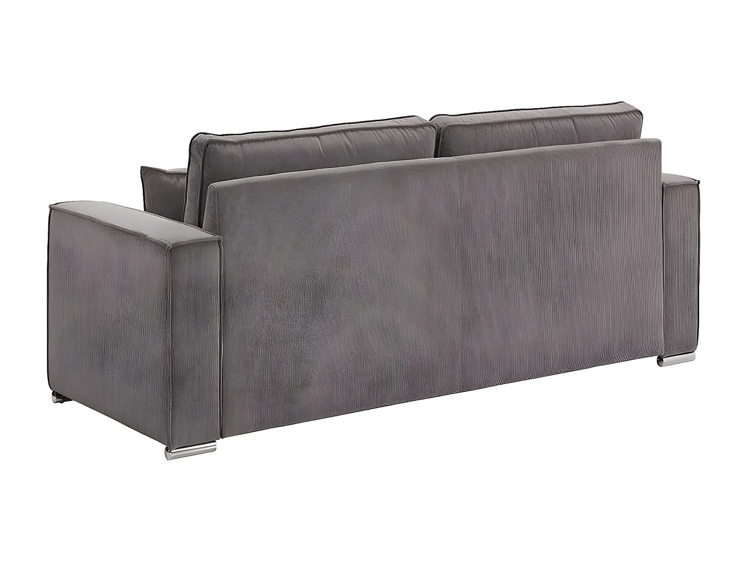 Canapé fixe velours côtelé avec 2 Coussins Kleman-Couleur Gris foncé-2 places