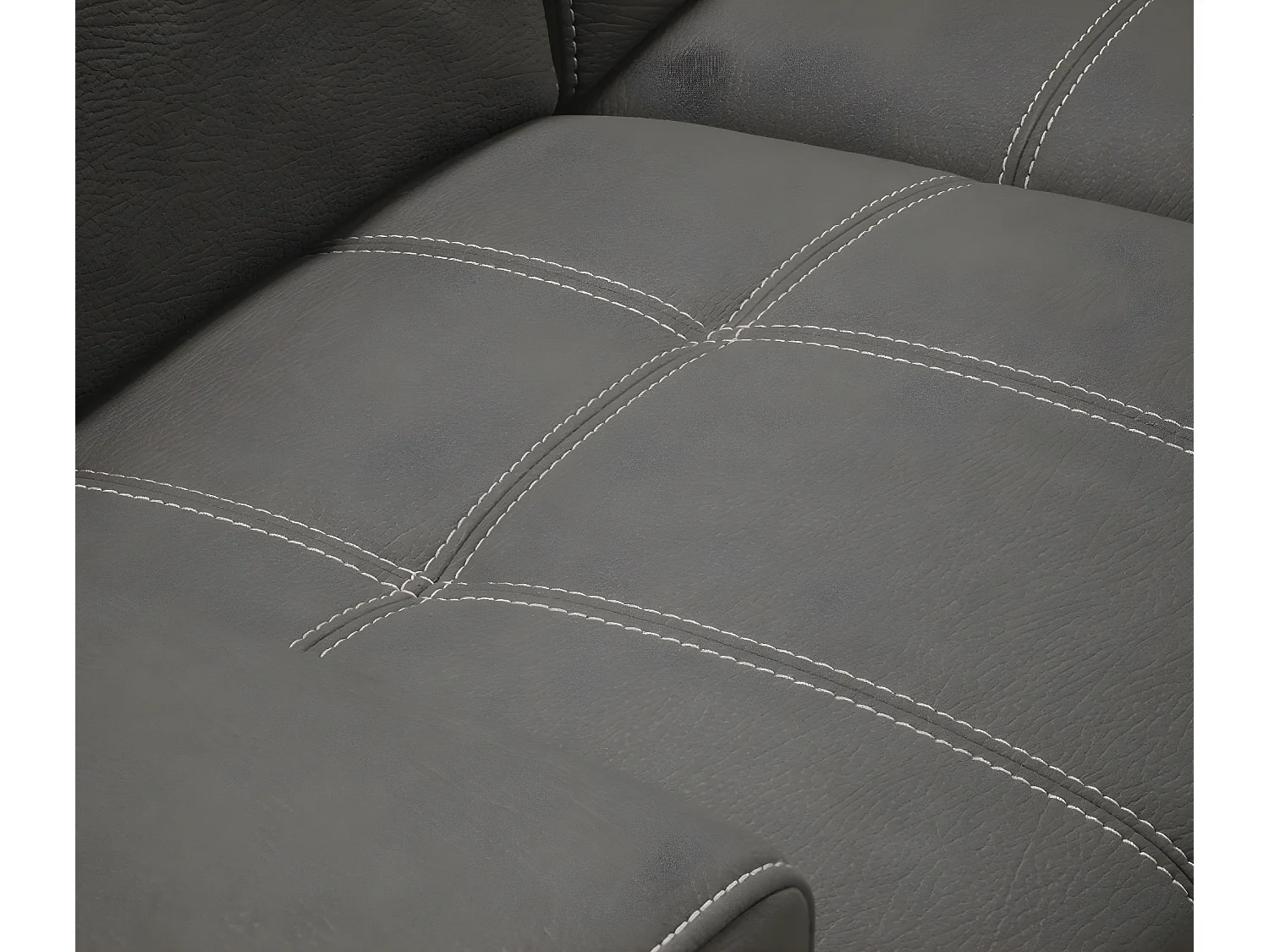 Canapé d'angle en microfibre avec 2 poufs et 1 coffre Selina-Couleur Gris foncé-angle gauche