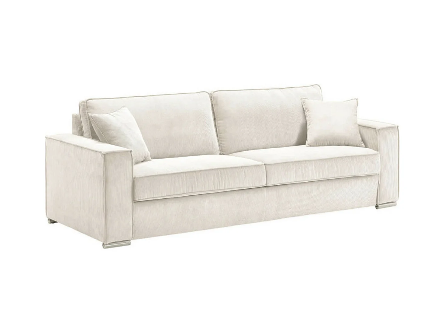 Vaste corduroy bank met 2 Kleman kussens-Kleur Wit-Aantal plaatsen) 1 zits fauteuil